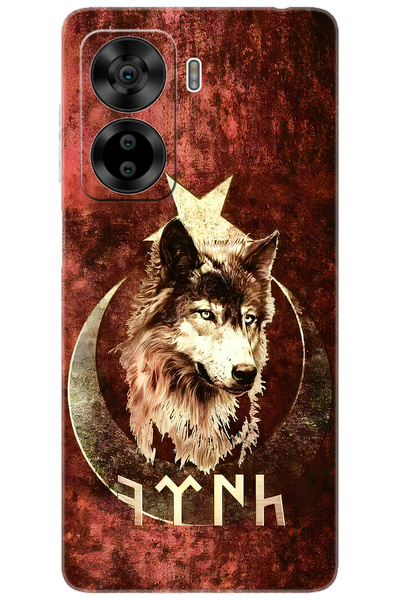 CASPER Via X40 / Via X45 Uyumlu Kılıf Desen Baskılı Silikon Kurt ve Göktürkçe STK:385 CP-PT3S3zO