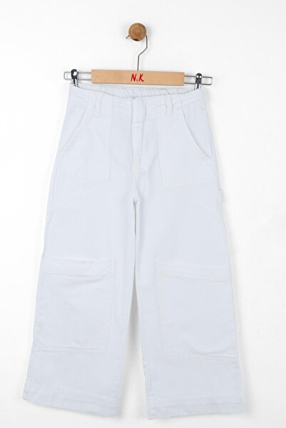nk kids بنطلون بناتي واسع الساق من الدنيم 56706 أبيض