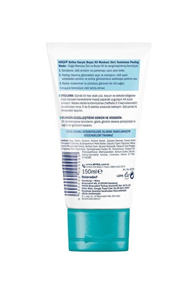 NIVEA Sivilce Karşıtı Beyaz Kil Maskesi 150 ml,Gözenekleri,Syah Noktaları Arındırır,Tüm Cilt Tipleri