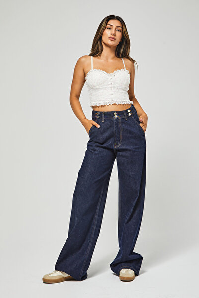 its basic Dámské džíny indigo barvy 7w5-50 Wide Leg Fit ze 100% bavlny Denim Jean