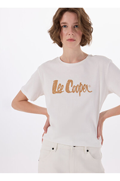 Lee Cooper Γυναικείο μπλουζάκι με λαιμόκοψη με στάμπα εκρού 252 LCF 242003 LONDONLOGO ECRU
