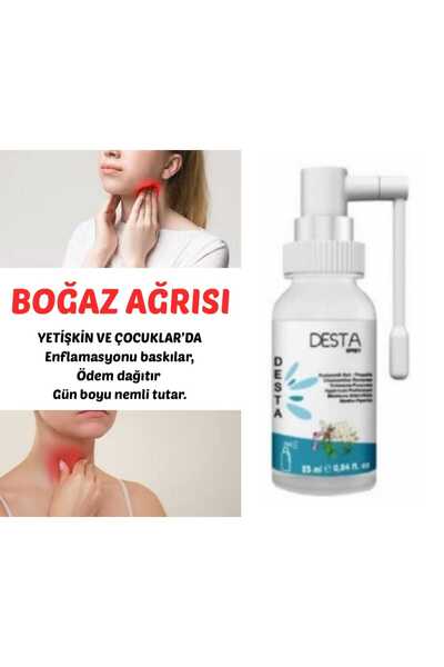 DESTA BOĞAZ SPREY hyarulonik asid,papatya,propolis,çay ağacı doğal içerik