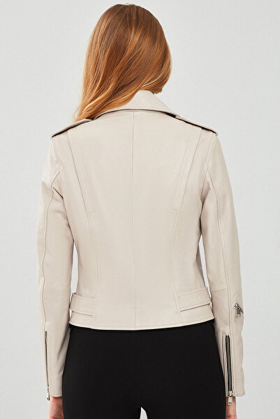 Derimod London Kadın Bej Biker Deri Ceket 23WGD5146VE