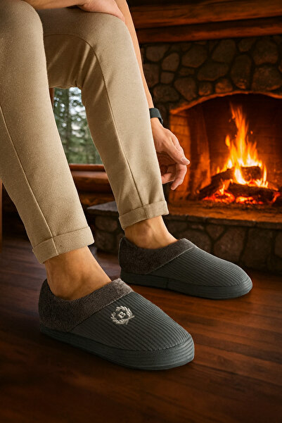 Behtah Kundura Вишитий оксамитовий чоловічий зимовий домашній капці з закритим носком, щоденні домашні капці, весільний набір