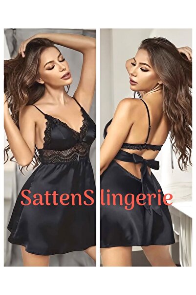 SATTENS Sexy - İpeksi saten gecelik takımı- lüks saten kadın kısa boy gecelik...