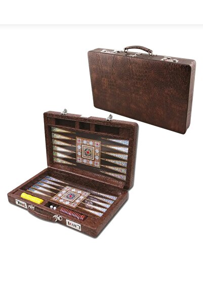 Star Oyun Aletleri Star Elite Original Mother of Pearl Leather Backgammon Set