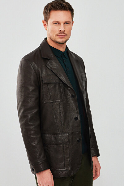 Derimod Kane Erkek Siyah Blazer Safari Deri Ceket 23WGD6498JB
