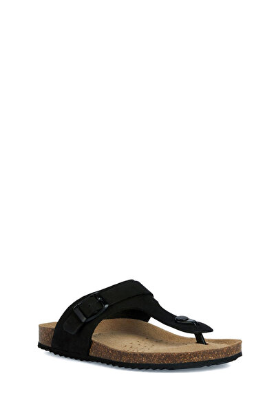 Geox Γυναικείες δερμάτινες σαγιονάρες μαύρες Brionia Nubuck D35LSK00032C9999