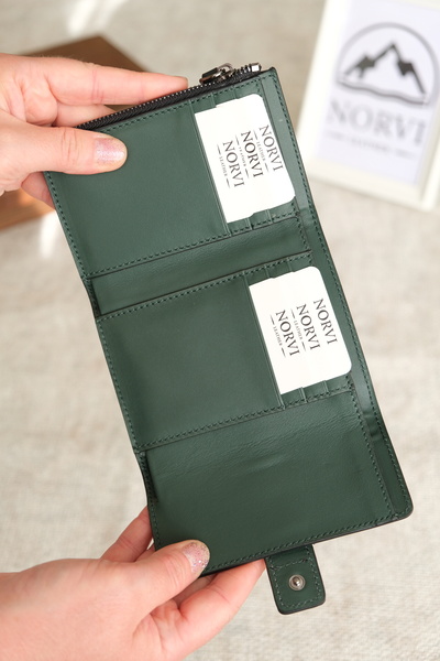 Norvi Leather Garnili Women's Wallet Green – Black
