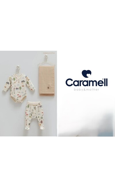 Caramell My Baby Kumsal Coton Body & Pants & Muslin Blanket 3-Piece Basic Set...