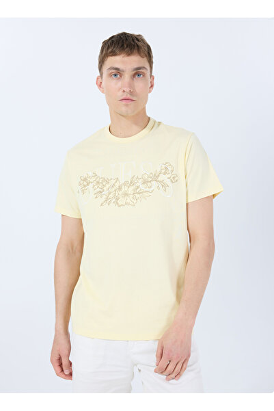 Guess Ανδρικό μπλουζάκι με λαιμόκοψη με σχέδιο κίτρινο M5GI17K8FQ4G281 SS CN FLOWER