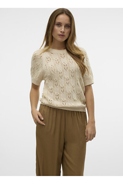Vero Moda Bisiklet Yaka Normal Krem Kazak Kadın VMPRECIOUS 2/4 O-NECK PULLOVER