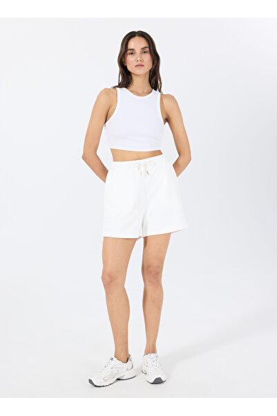 LİMON COMPANY Limon Bağlamalı Bel Relaxed Ekru Kadın Şort L5SL-SRT9039