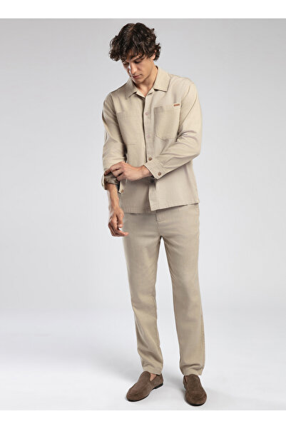 Lee Cooper Regular Waist Regular Tapered Beige Men's Chino Trousers 252 Lcm 221006 Zarse 2 Beige