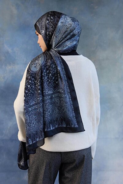 İpekhan Black Gray Indian Voile Shawl - 5002-10