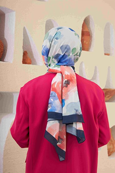 İpekhan Şal cu flori de confort albastru noapte - 3027-13