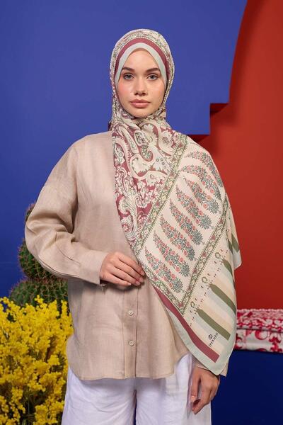 İpekhan Marrakech Collection Soft Shawl Cream Red 3049-05