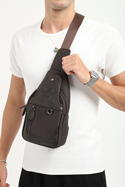 en deri Brown Canvas Men's Shoulder Bag Men's Crossbody Bag