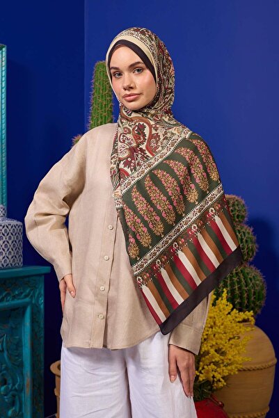 İpekhan Marrakech Collection Soft Shawl Forest Green Black 3049-07