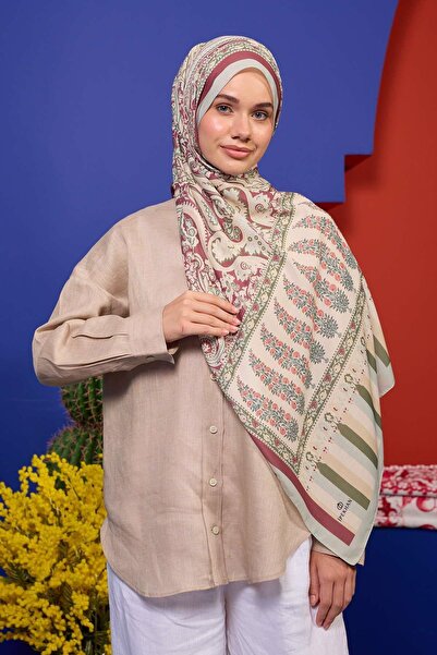 İpekhan Marrakech Collection Soft Shawl Cream Red 3049-05