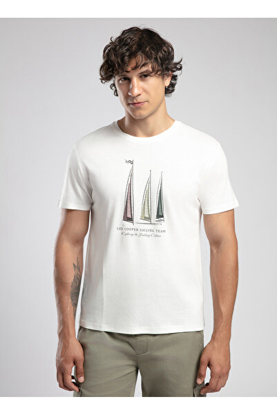Lee Cooper Round Neck Ecru Men's T-Shirt 252 Lcm 242042 Nelli Ecru