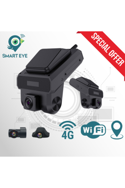 SmartEye Smart Eye 4G 4G Dash Cam Live Streaming, Triple Camera Front, Rear and Interior FULL HD
