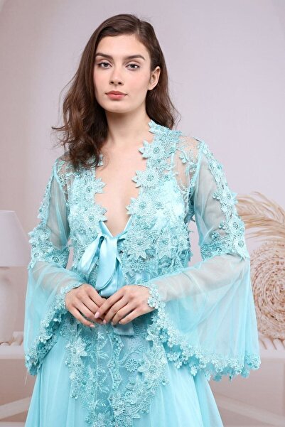 SATTENS Dowry Laced Dressing Gown Set Short Model