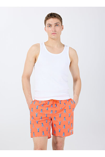Discovery Expedition D5SM-MY 3404 Turuncu Baskılı Erkek Şort Mayo