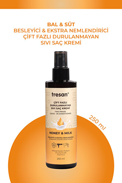 Tresan Bal & Süt Besleyici Çift Fazlı Durulanmayan Sıvı Saç Kremi – Isı Korum...