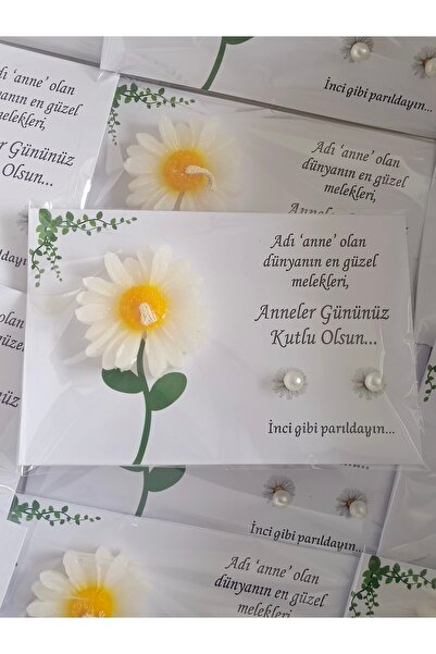 Genel Markalar 10 adet anneler günü veli hediyeliği mum ve inci küpe