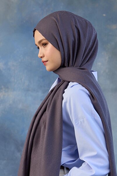 İpekhan Smoked Color Logan Patterned Cotton Jacquard Shawl - 8008-05