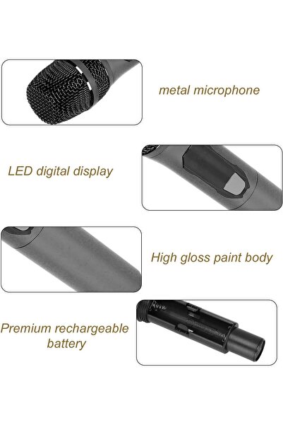 Coverzone Kablosuz Karaoke Çift Mikrofon6.35mm Sahne Parti Aktivite Amfi Hoparlör Wn04 Bluetoothsuz