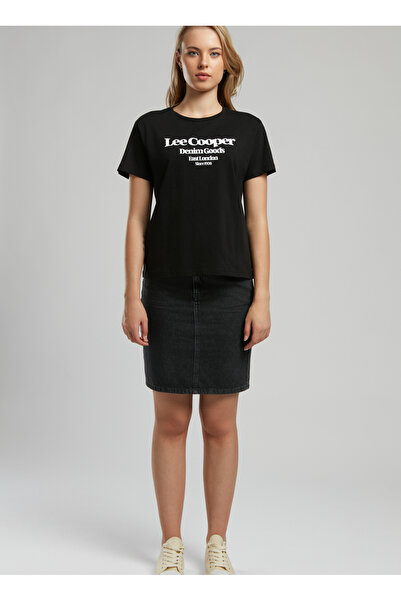 Lee Cooper Black Women's Crew Neck Basic Fit Printed T-Shirt 252 Lcf 242004 B...