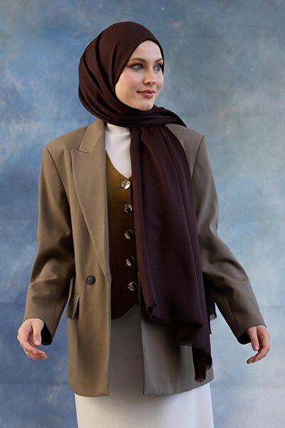 İpekhan Μοτίβο λογότυπου Βαμβακερό ζακάρ σάλι Bitter Brown 8008-16