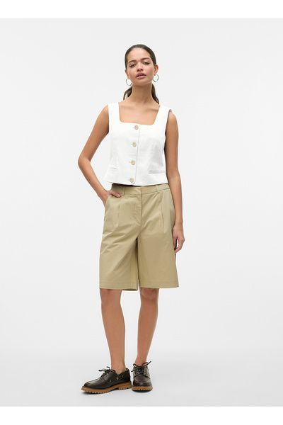 Vero Moda Vero Moda V Yaka Dar Beyaz Kazak Kadın VMWILLOW SL V-NECK POLO TOP