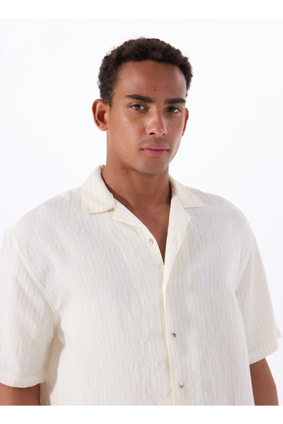 GMG FIRENZE Ανδρικό πουκάμισο Gmg Fırenze εφαρμοστό Apaş με γιακά εκρού GU25M...