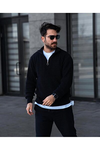 SR MEN'S TRIKO HALF ZIPPERED SWEATER