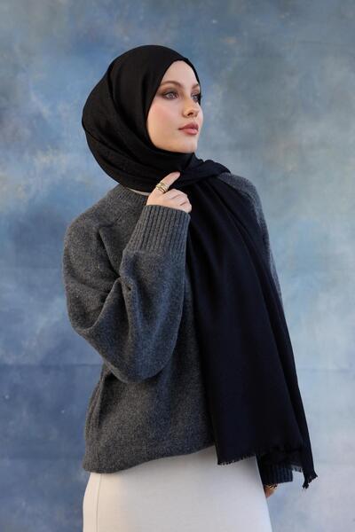 İpekhan Μοτίβο λογότυπου Βαμβακερό Ζακάρ Σάλι Μαύρο 8008-10