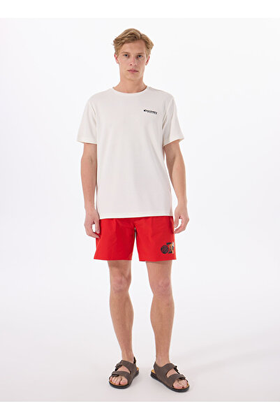 Discovery Expedition D5SM-MY 3403 Kırmızı Baskılı Erkek Şort Mayo