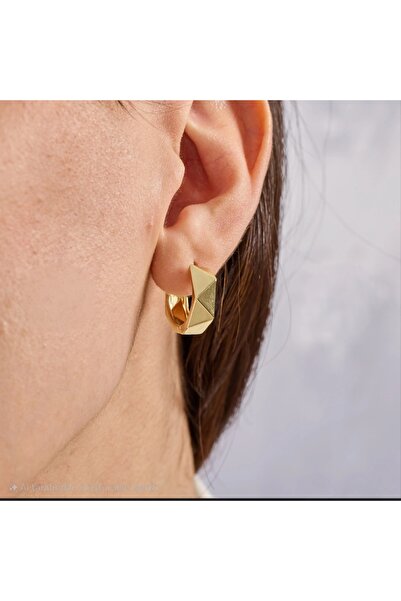 Zivazer Store kadın çelik kararmaz xuping halka formunda 14k altın renginde küpe