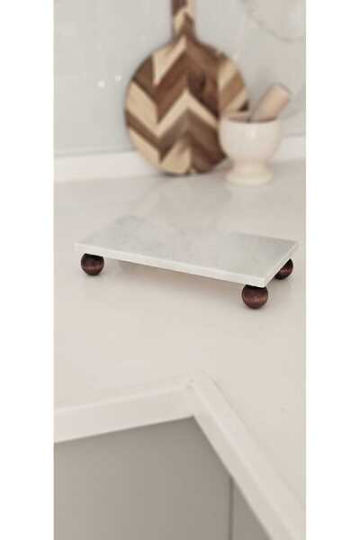 daimahome Büyük Boy Akasya Ahşap Renkli Mermer Yağdanlık Altlığı [ 12x24]