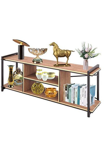 AGD Modern Wooden TV Table with Metal Legs 120x30x45 - Brown