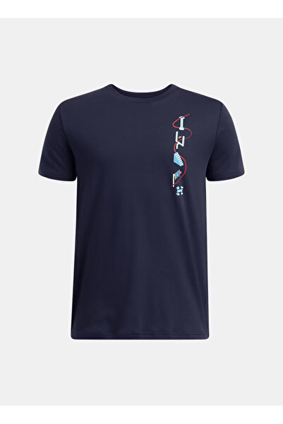 Under Armour Baskılı Siyah Erkek Çocuk T-Shirt 1390010-410-UA B PORTAL LOGO SS
