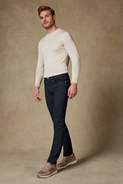 Andrea Nicolotti Ανδρικό τζιν παντελόνι με ελαστική εφαρμογή σε μπλε ναυτικό ...