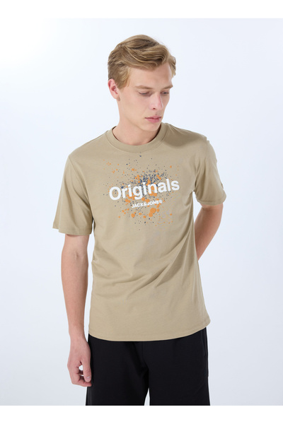 Jack & Jones Bisiklet Yaka Bej Erkek T-Shirt 12288515_JORSPLASH TEE SS CREW NECK