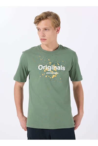 Jack & Jones Bisiklet Yaka Koyu Yeşil Erkek T-Shirt 12288515_JORSPLASH TEE SS CREW NECK