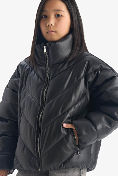 DeFacto Palton negru pentru fete F0054A8/BK27