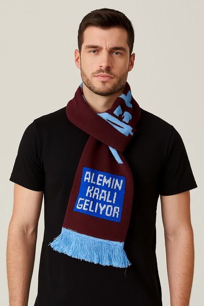 GONCA ŞAPKA Jakarlı Çift Kat Bordo Mavi Tribün Ruhu Taraftar Atkı