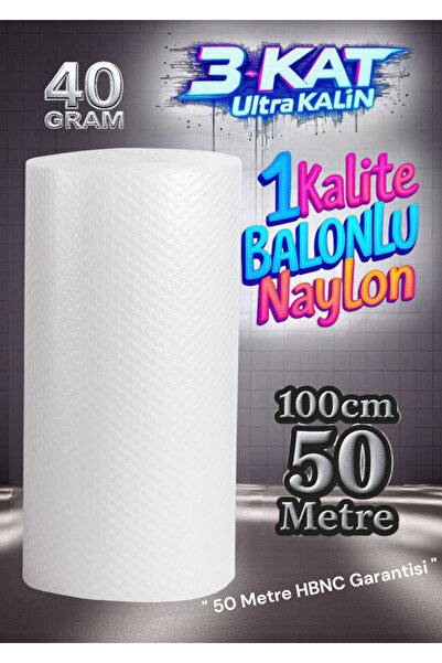 HBNC ( 40 Gram ) 100 cm X 50 Metre Balonlu Ambalaj Naylonu Pat Pat Baloncuklu...
