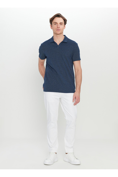 ALTINYILDIZ CLASSICS Ανδρικό μπλουζάκι Sixstars Classics Polo με λαιμόκοψη μονόχρωμο μπλε ναυτικό ACE091252099_LAC